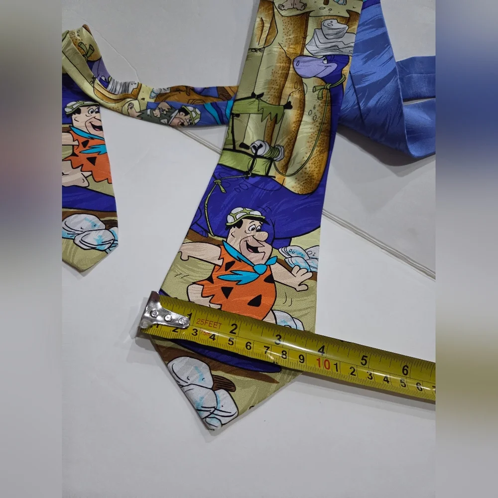 RM Style 1993 Cartoon Silk Tie Flinststones  54  in.